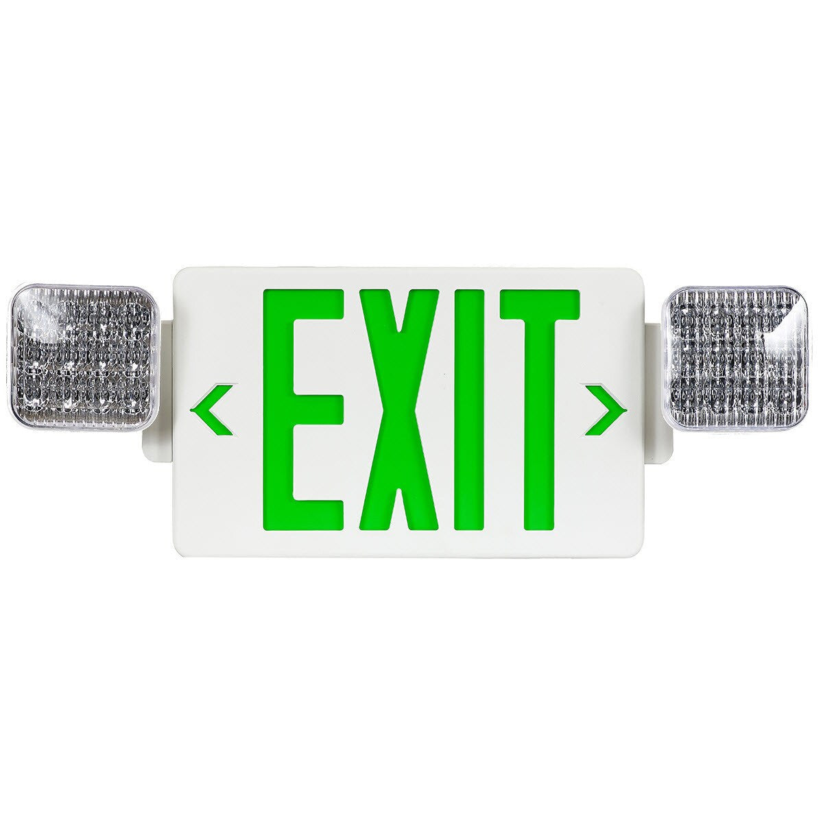 LED White Exit Sign 2W Square Combo with Headlights, Emergency Watt 1W, UL Listed