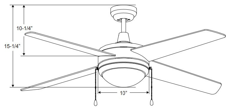 Europa II - 4-Blade, 44” Sweep, Integrated LED Light Kit Included