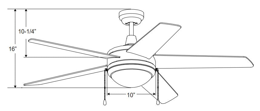 Mirage – 5 Blade, 50” Sweep, E26 LED Light Kit Included