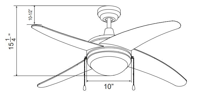 Europa I - 4-Curved Blade, 50” Sweep, Integrated LED Light Kit Included