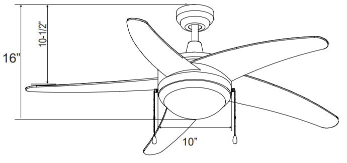 Mirage I - 5-Curved Blades 50” Sweep, E26 LED Light Kit Included