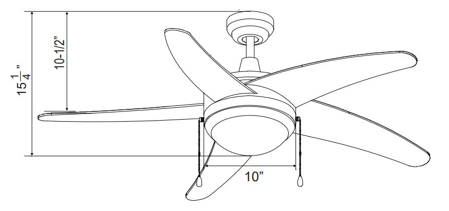 Mirage I - 5-Curved Blade, 50” Sweep, Integrated LED Light Kit Included