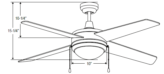 Europa IV - 4-blade, 52” Sweep, AC Motor, with Pull Chain, Energy Star Listed