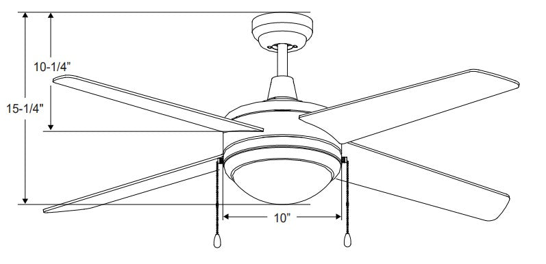 Europa II - 4-Blade, 44” Sweep, E26 LED Light Kit Included