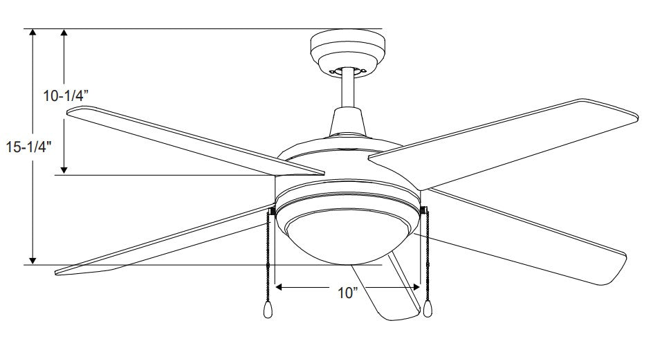 Mirage II - 5-Blade, 44” Sweep, E26 LED Light Kit Included