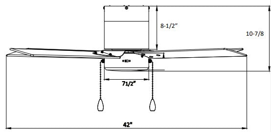 Metalis 4-Blade 42” Sweep Hugger, Integrated LED Light Kit Included