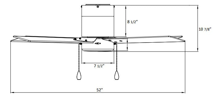 Metalis 4-Blade, 52” Sweep Hugger, Pull Chain, Integrated LED Light Kit Included