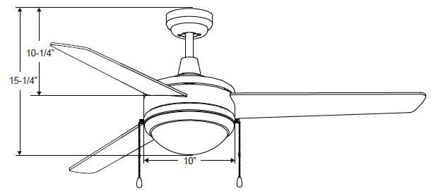 Contempo IV - 3-blade, 52” Sweep, AC Motor, with Pull Chain, Energy Star Listed