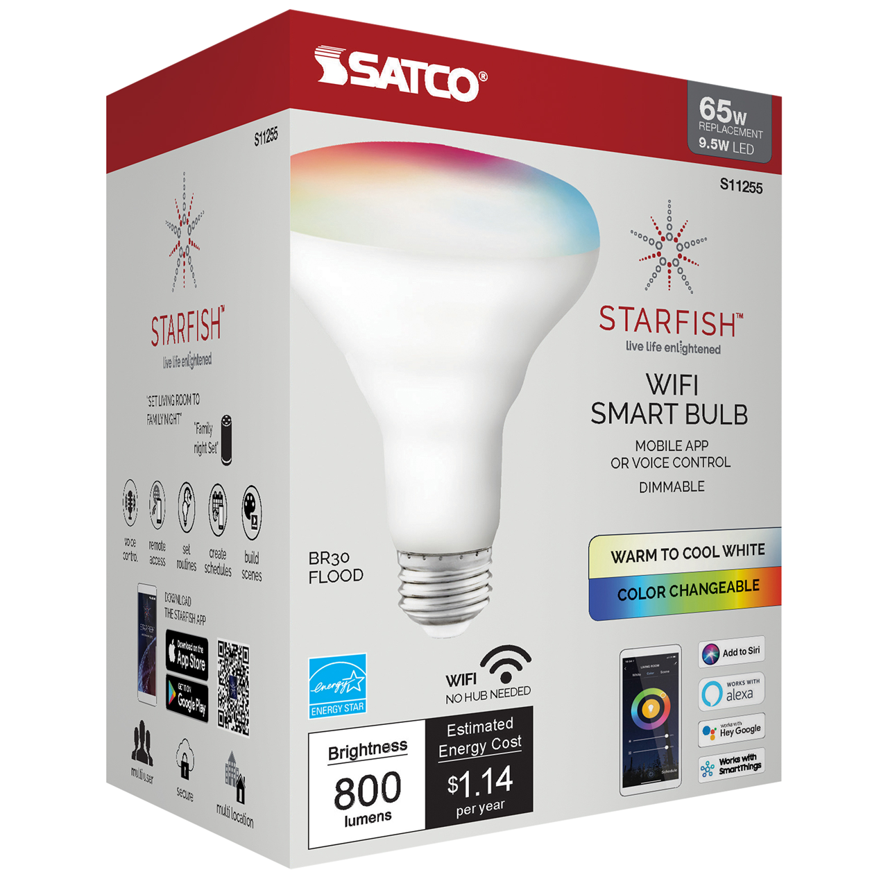 Wi-Fi 9.5W LED BR30 RGB and Tunable White Reflector