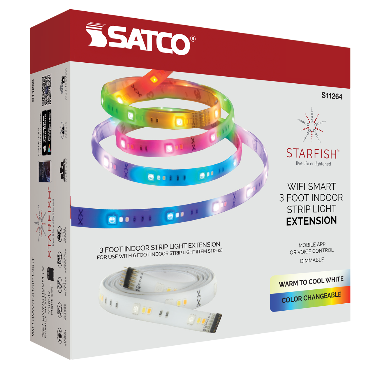 Wi-Fi 8W 3' Indoor LED RGB & TW Strip Tape Extension