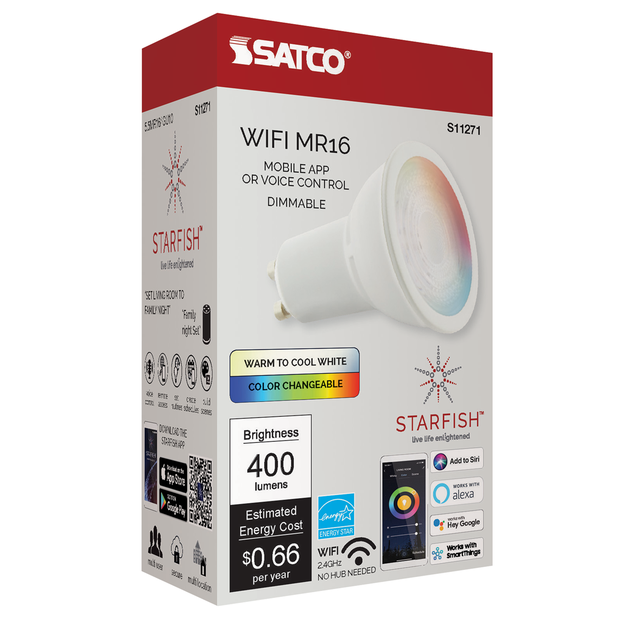 Wi-Fi 5.5W LED MR16-GU10 RGB and Tunable White Lamp
