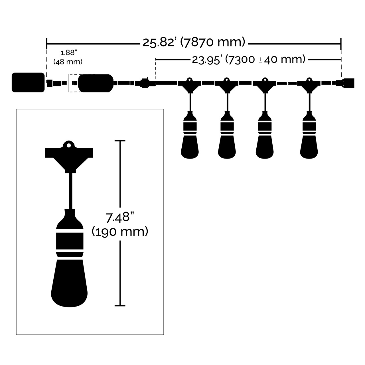 24' RGB and Warm White 10-Light Outdoor String Light
