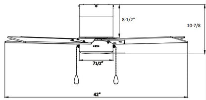 Metalis 4-Blade, 42” Sweep Hugger, Pull Chain, Integrated LED Light Kit Included