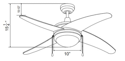 Europa I - 4-Curved Blade, 50” Sweep, Integrated LED Light Kit Included