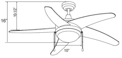 Mirage I - 5-Curved Blades 50” Sweep, E26 LED Light Kit Included