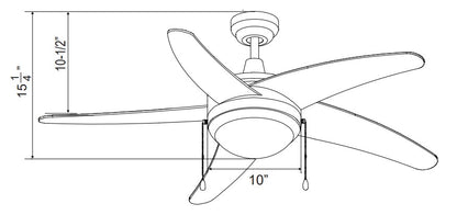 Mirage I - 5-Curved Blade, 50” Sweep, Integrated LED Light Kit Included