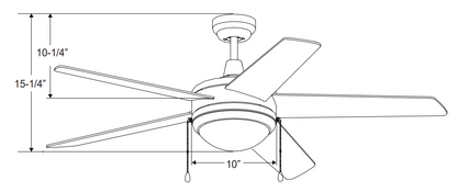 Mirage - 5-Blade, 52" Sweep, Integrated LED Light Kit Included