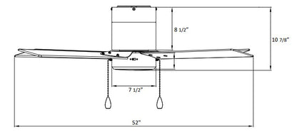 Metalis 4-Blade, 52” Sweep Hugger, Pull Chain, Integrated LED Light Kit Included
