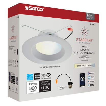 Wi-Fi 5-6" LED Tunable White Recessed Retrofit Downlight