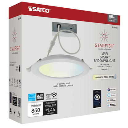 Wi-Fi 6" LED Tunable White Edge-Lit Remote Driver Downlight
