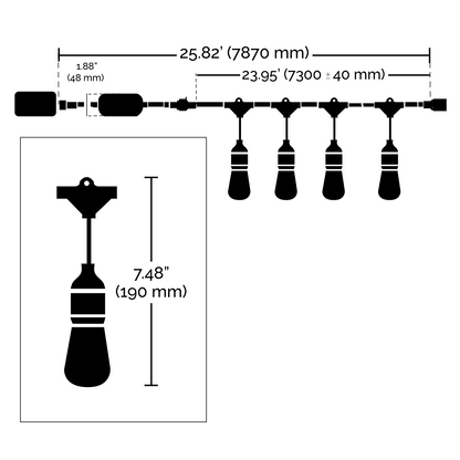 24' RGB and Warm White 10-Light Outdoor String Light